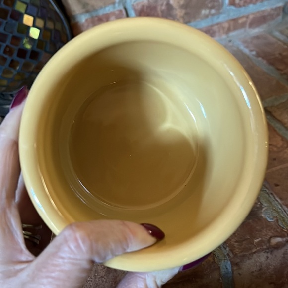 Longaberger Pottery Woven Traditions Mustard Yellow Crock Canister w/ Lid - Picture 5 of 6